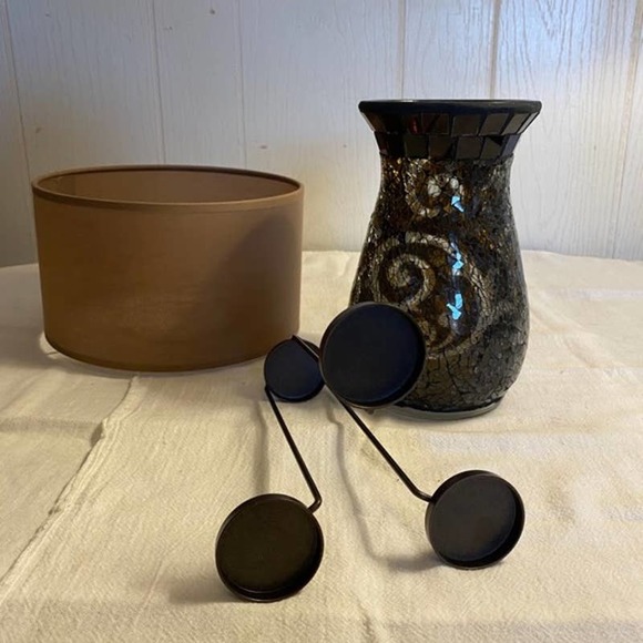 PartyLite Amaretto Swirl Multi Tealight Lamp Base P91067B Shade P91057S RETIRED - Picture 3 of 7